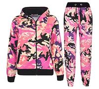 A2Z 4 Kids Girls Boys Tracksuit Plain Camouflage Fleece Hooded - T.S Plain Camo Baby Pink 7-8