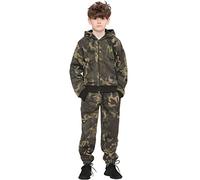 A2Z 4 Kids Girls Boys Tracksuit Plain Camouflage Fleece Hooded - T.S Plain Camo Green 5-6