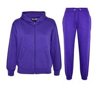 A2Z 4 Kids Girls Boys Tracksuit Plain Camouflage Fleece Hooded - T.S Plain Purple 5-6