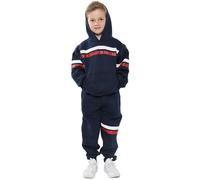 A2Z 4 Kids Girls Boys Tracksuit Plain Contrast With Red White Stripes Fleece Hooded - T.S Plain 103 Navy 9-10