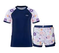 A2Z 4 Kids Girls Boys Two Piece Swimming Costume Rash Guard Top & Swim Shorts Set - SW Swimsuit 899 Navy 9-10