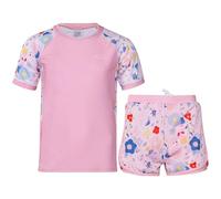 A2Z 4 Kids Girls Boys Two Piece Swimming Costume Rash Guard Top & Swim Shorts Set - SW Swimsuit 899 Pink 2-3