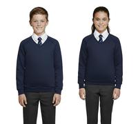 A2Z 4 Kids Girls Boys Unisex Club Scouts School Uniform Single & Pack of 2 V Neck Jumper - V Neck Jumper Navy 2 Pack 11-12