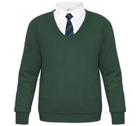 A2Z 4 Kids Girls Boys Unisex Club Scouts School Uniform V Neck Jumper - V Neck Jumper Green 3-4
