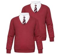 A2Z 4 Kids Girls Boys Unisex Club Scouts School Uniform V Neck Jumper - V Neck Jumper Wine 2 Pack 3-4