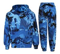 A2Z 4 Kids Girls Boys Unisex Plain Tracksuit Hooded Sweat Hoodie - T.S Plain 105 Camo Blue 3-4
