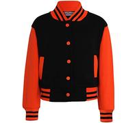 A2Z 4 Kids Kids B.B Plain Jacket Varsity Style Long Sleeve Coat Girls Boys Age 2-13 Years Black & Neon Orange 7-8 Years