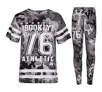 A2Z 4 Kids Girls Brooklyn 76 Athletic Top Leggings Set - Adios Crop Set Camo Charcoal 13