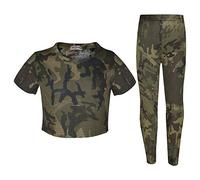 A2Z 4 Kids Girls Camouflage Crop Top Legging Set Trendy Lightweight - A2Z Camo Crop & Legg Green 11-12