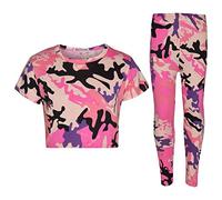 A2Z 4 Kids Girls Camouflage Crop Top Legging Set Trendy Lightweight - A2Z Camo Crop & Legging Baby Pink 7-8