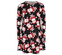 A2Z 4 Kids Girls Christmas Dress Kids Santa Print New Xmas Fashion Dresses with A Free Xmas Badge - Santa Black - 11-12 Yr