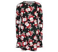 A2Z 4 Kids Girls Christmas Dress Multi Xmas Long Sleeve Dresses - Xmas-Dress Santa Black 5-6