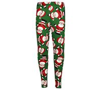 A2Z 4 Kids Girls Christmas Legging Santa Snowman Penguin - Xmas Legging Santa Green 9-10