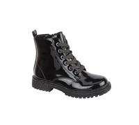 A2Z 4 Kids Girls Combat Boots PU Leather Lace Up Zip Fastening - Shoes Bubblegum Black 1 UK