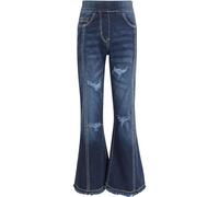 A2Z 4 Kids Girls Comfort Denim Jeans Stretchy Full Length Pants Flared - Jeans JN41 Dark Blue._7-8