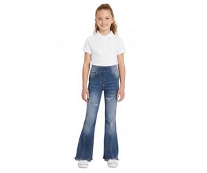 A2Z 4 Kids Girls Comfort Denim Jeans Stretchy Full Length Pants Flared - Jeans JN41 Mid Blue._11-12