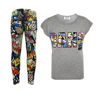 A2Z 4 Kids Girls Comic Bang Top Leggings Set Trendy Outfit - Comic Bang Set Grey 13