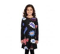 A2Z 4 Kids Girls Comic Print Swing Dress Long - Swing Dress Spicy 7-8