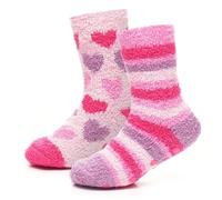 A2Z 4 Kids Girls Cosy Socks with Non-Skid Gripper Soft - Socks AZ338 Pink 2 Pack 11-14 (4-5.5)
