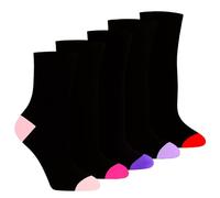 A2Z 4 Kids Girls Cotton Crew Socks Pack of 5 Soft Breathable Contrast Heel Toe - Socks 971._5 Pack 6-9