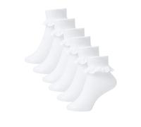 A2Z 4 Kids Girls Cotton Rich White Frilly Ankle - Socks AZ753 White 6 Pack 3-6 (9-12)