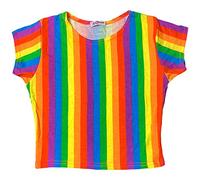 A2Z 4 Kids Girls Crop Top Designer's Rainbow Short Sleeves - Rainbow Crop Top._5-6