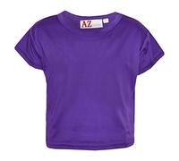 A2Z 4 Kids Girls Crop Top Plain T Shirt Soft Feel Comfortable Summer - New Crop Top Plain Purple 13