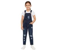 A2Z 4 Kids Girls Denim Dungaree Ripped Jeans - Dungaree D82 Dark Blue 7-8