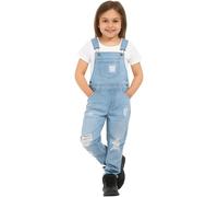 A2Z 4 Kids Girls Denim Dungaree Ripped Jeans - Dungaree D82 Light Blue 9-10