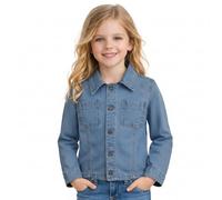 A2Z 4 Kids Girls Denim Jacket 100% Cotton Classic Trucker Style Button Up Coat - Jacket JK59 Light Blue 7-8