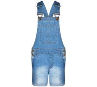 A2Z 4 Kids Girls Denim Shorts Dungaree Faded Stretch Jeans Bib - Girls Shorts Dungaree Light Blue 3-4