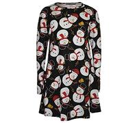 A2Z 4 Kids Girls Dress Christmas Dress Round Neck Full Sleeves - Xmas Dress Snowman Black 7-8