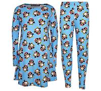 A2Z 4 Kids Girls Dress Kids Christmas Santa Penguin Dresses - Xmas Set Penguin Blue 9-10