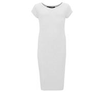 A2Z 4 Kids Girls Dresses Plain Short Sleeves Cap Slim Fit Stretch Bodycon Midi Maxi Comfortable Summer Party Fashion Dress Top Age 5-13 Years White