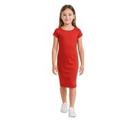 A2Z 4 Kids Girls Dresses Plain Short Sleeves Cap Slim Fit Stretch Bodycon Midi Maxi Comfortable Summer Party Fashion Dress Top Age 5-13 Years Red