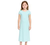 A2Z 4 Kids Girls Dresses Plain Short Sleeves Cap Slim Fit Stretch Bodycon Midi Maxi Comfortable Summer Party Fashion Dress Top Age 5-13 Years