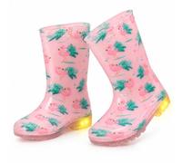 A2Z 4 Kids Girls Flamingo Light Up Wellington Boots Rain Waterproof Wellies | Children pink sole flashing footwear non slip PVC outdoor school feet mud rainy days walks sizes UK 4K-2 gear style