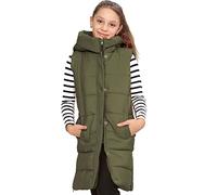 A2Z 4 Kids Girls Gilet Down Vest Fashion Oversized Hooded Quilted Padded Gilet Long Line - Gilet 934 Khaki 13