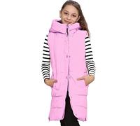 A2Z 4 Kids Girls Gilet Down Vest Fashion Oversized Hooded Quilted Padded Gilet Long Line - Gilet 934 Pink 11-12