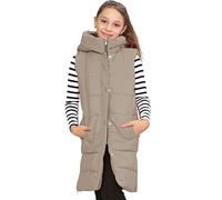 A2Z 4 Kids Girls Gilet Down Vest Fashion Oversized Hooded Quilted Padded Gilet Long Line - Gilet 934 Stone 13