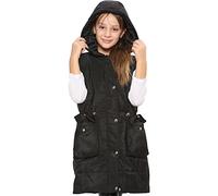 A2Z 4 Kids Girls Gilet Down Vest Fashion Wind Proof Zip Up Long Sleeveless Jacket Coat - Gilet 953 Black 13