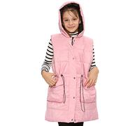 A2Z 4 Kids Girls Gilet Down Vest Fashion Wind Proof Zip Up Long Sleeveless Jacket Coat Oversized Hooded Quilted Gilet Padded Long Line Vest Jacket Coat Urban Coat Age 7-13 Years
