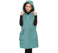 A2Z 4 Kids Girls Gilet Down Vest Fashion Wind Proof Zip Up Long Sleeveless Jacket Coat Oversized Hooded Quilted Gilet Padded Long Line Vest Jacket Coat Urban Coat Age 7-13 Years