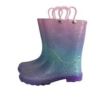 A2Z 4 Kids Girls Glitter Rainbow Gradient Wellington Boots Heart Handle - Wellies 1415 Gradient 10 UK Child