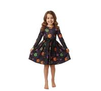A2Z 4 Kids Girls Halloween Swing Dress Fun Ghost Pumpkin Bat Spooky Party Costume - Swing Dress Boo-Tique Black 5-6