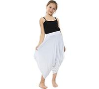 A2Z 4 Kids Girls Harem Trousers Ali Baba Pants Lightweight Tie Dye & Plain - Harem Skirt White 11-12