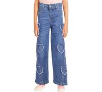 A2Z 4 Kids Girls High Waist Wide Leg Denim Palazzo - Jeans JN48 Mid Blue 5-6