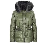 A2Z 4 Kids Girls Jacket Puffer Bella High Shine Hoodie - Jacket Fur 493 Olive 9-10