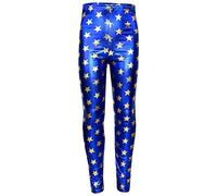 A2Z 4 Kids Girls Leggings Metallic Shiny Disco Fashion - Metalic Legging Golden Stars 11-12