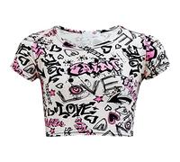 A2Z 4 Kids Girls Love Comic Graffiti Print Leggings, Skater Dress - Love Graffiti Crop 7-8